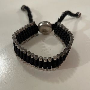 Friendship Bracelet with silver and black chord